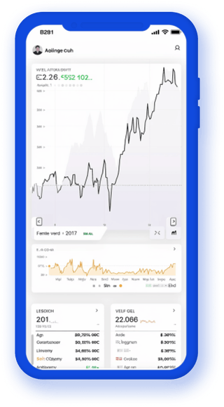 Statistiche di criptovalute in tempo reale visualizzate su un tracker di portafoglio mobile